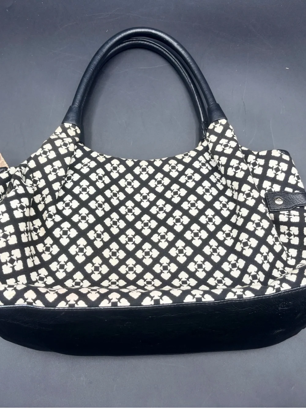 Kate Spade New York Stevie Shoulder Bag Black White Classic Spade Pink Stripe